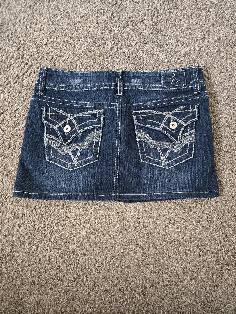 Hydraulic Y2K Low Rise Micro Mini Jean Skirt Denim Blue Distressed Size 7/8